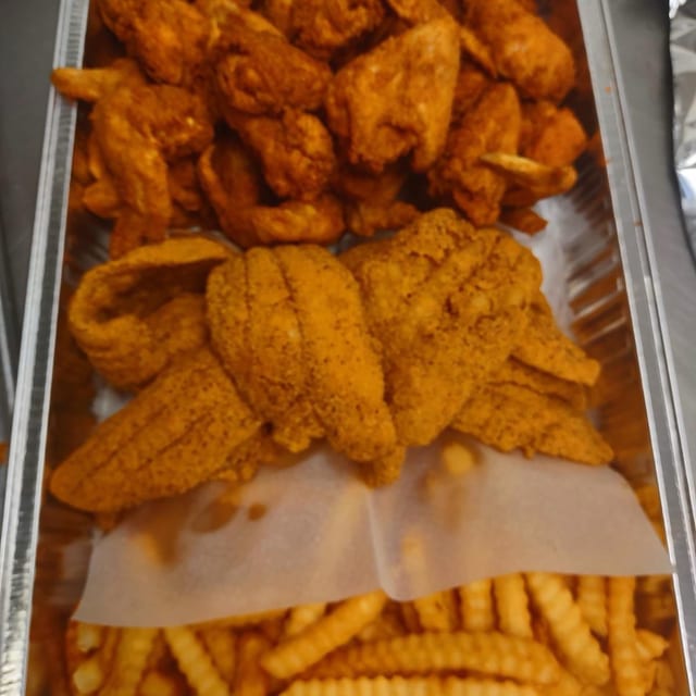 F5. 30 Whole Wings, 10 Catfish, and Large Fries.